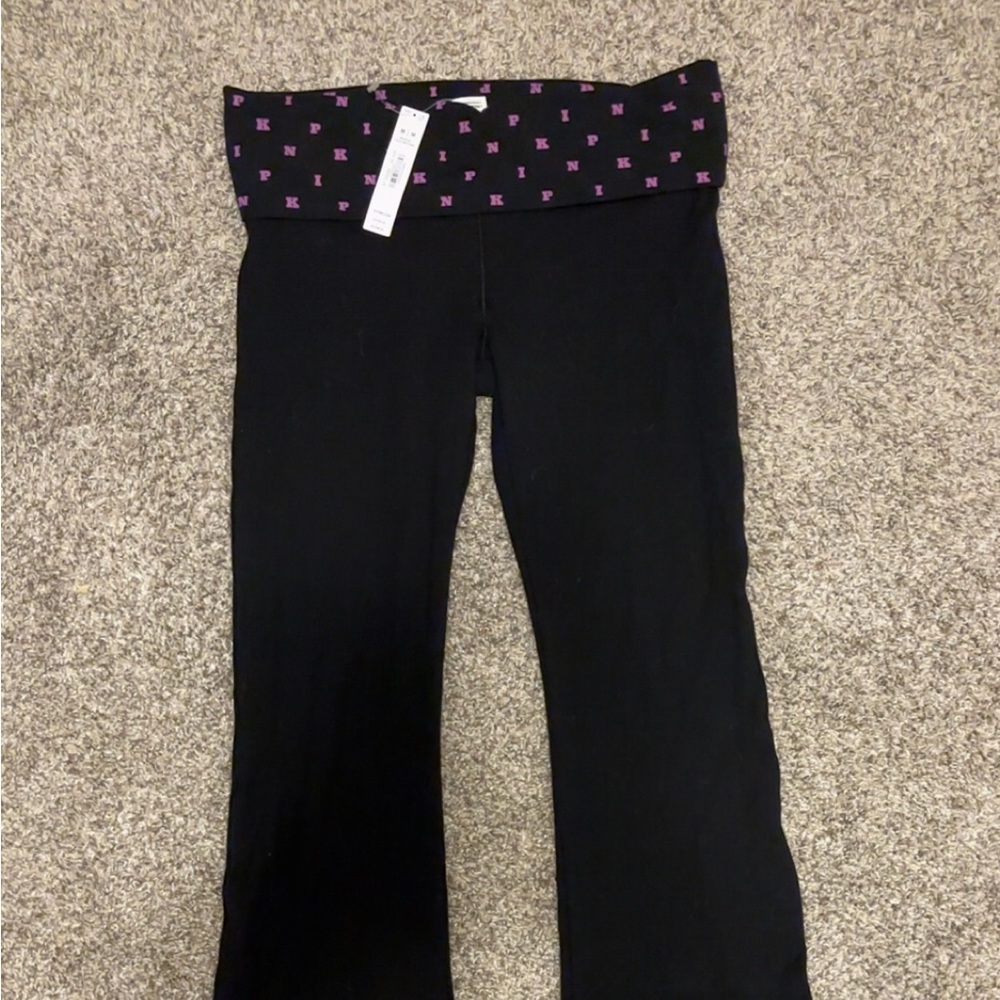 All-Day Cotton Foldover Flare Leggings Dark Pink PINK Brand New W/ Tags